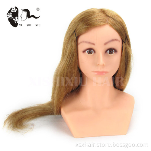 Real Human Hair Mannequin Practice Training Head
